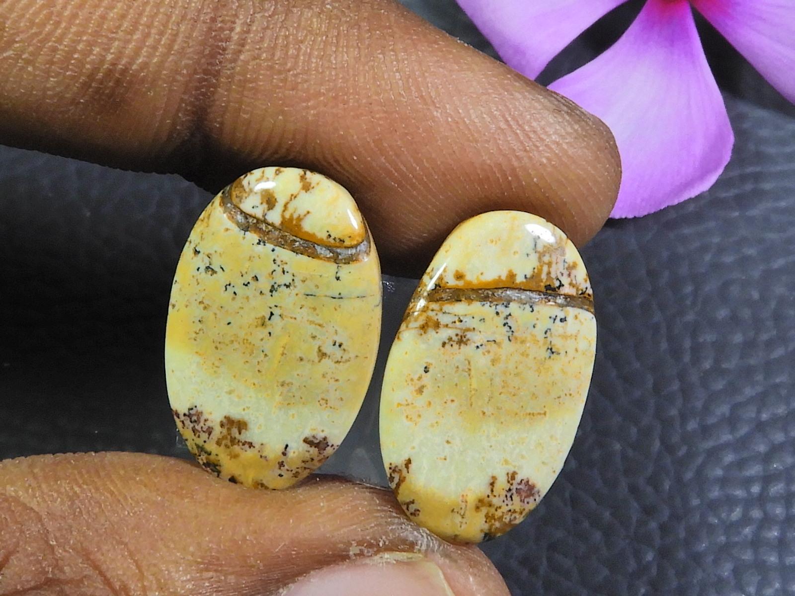 

Natural Picture Jasper Matched Pair Designer Gemstone Loose Cabochon 12X18MM SK-663