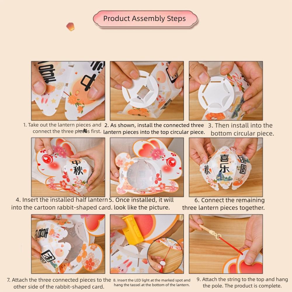 DIY Craft Middle Autumn Festival Lantern Cartoon Hanging Rabbit Lamps  Women Children