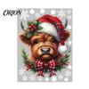Easy Remove Wall Decals for Home Christmas Window Clings, Cute Highland Cow Sticker with Santa Hat, Winter Moisture Proof Decor Kitchen Double-Side