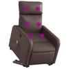 Vidaxl Reclining and Standing Upright Armchair with Massage, Electric, Brown