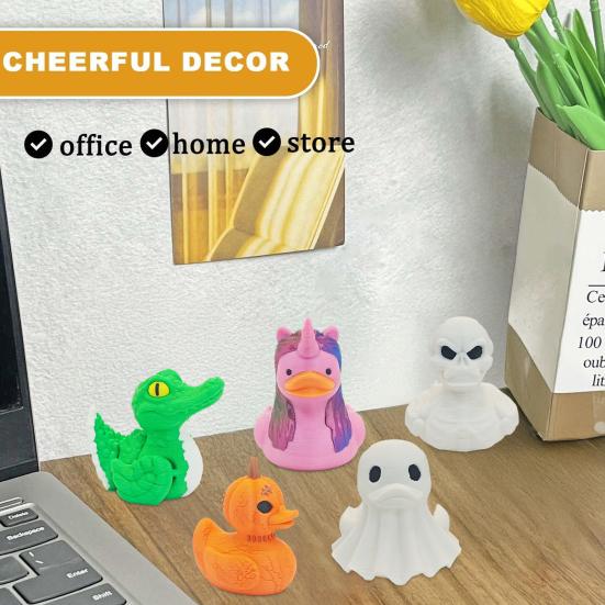 3D Printed Crocodile Duck Figurine Ghost Pumpkin Demon Duck Statue Animal Sculpture Home Office Decoration Ornament