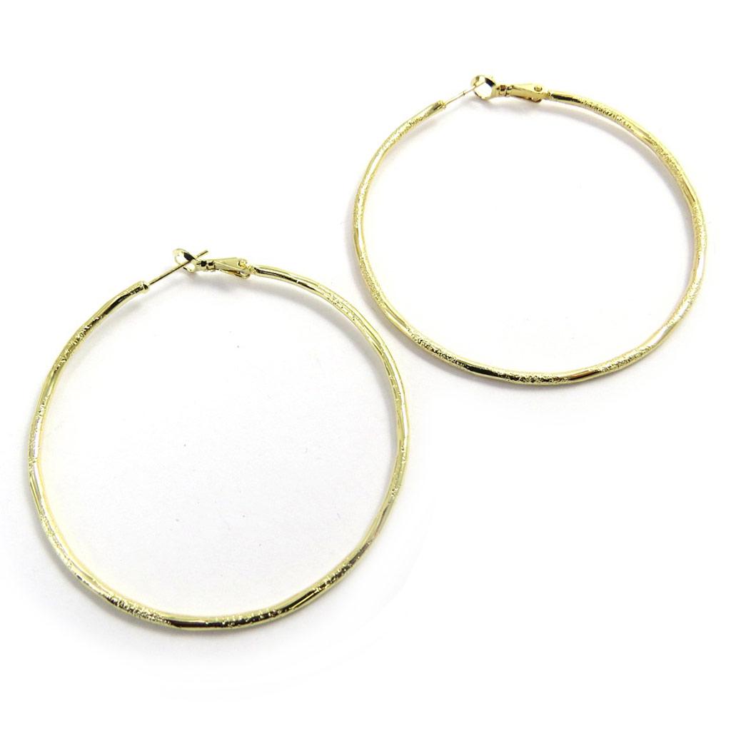 Les Trésors De Lily [L9570] - Gold Double 'Choréographie' Hoop Earrings Ø 60 Mm