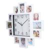 15.35in White Photo Frame Wall Clock DIY Multi Photo Personalized Clock for Home Decor