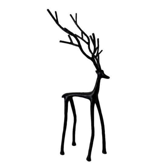 Black Reindeer Statue Candle Holder Vintage Iron Art Candlestick Home Office Living Room Taper Candle Stand Table Centerpiece Ornament