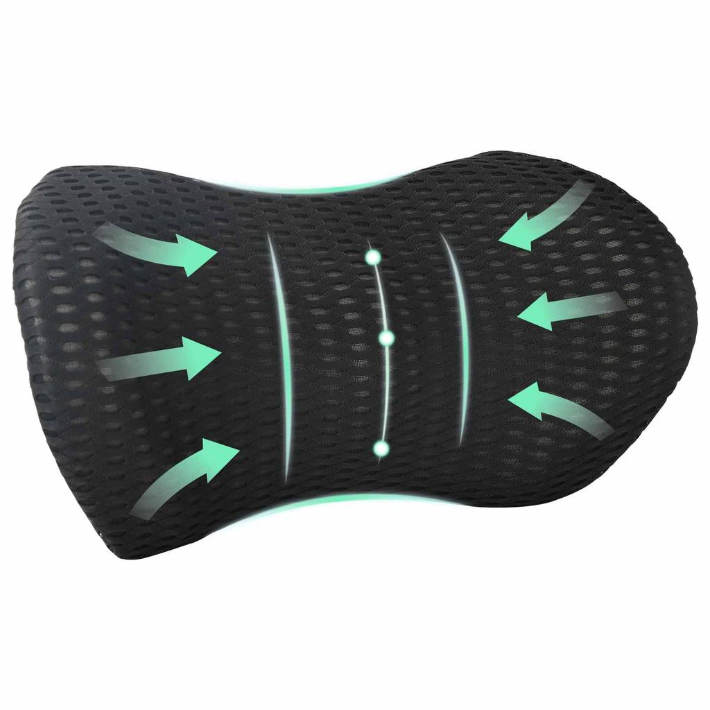 Back Cushion Black Memory Foam 46 x 24 x 11 cm
