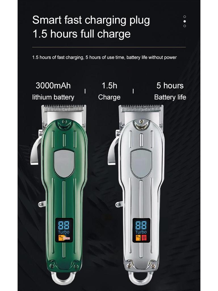 High-Power Men's Full Metal Electric Hair Clipper & Trimmer - Ideal for Home & Barber Use, Also for Pet Grooming