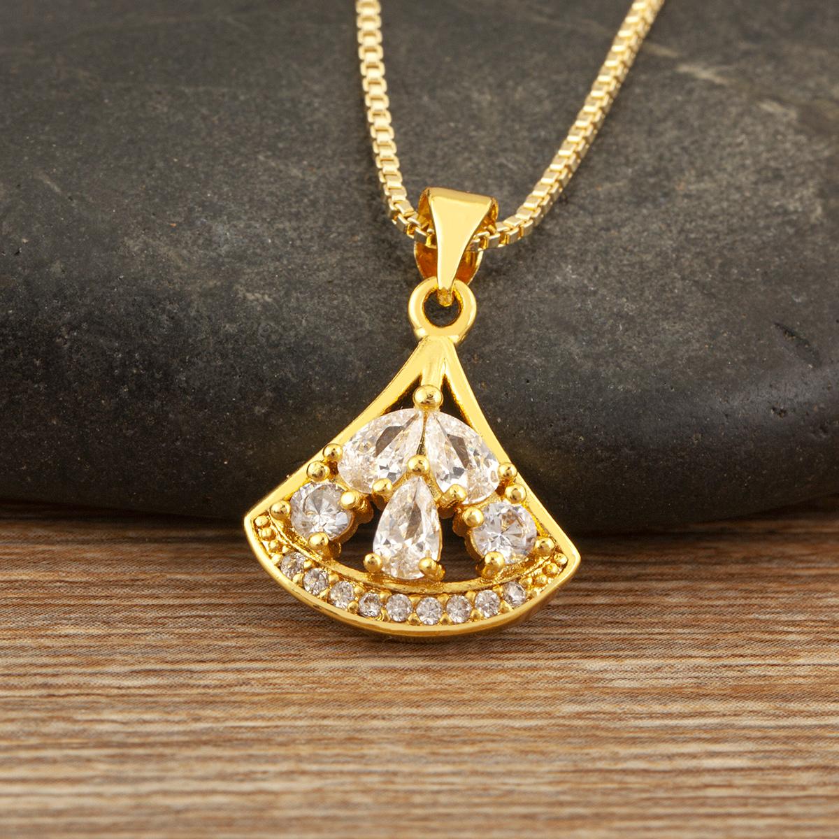 

Nidin Fashion Water-drop Shape Shiny Crystal Zircon Pendant Necklace For Women Irregular Geometric Choker Copper Neck Jewelry