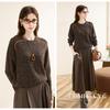 TUHUANG Women's Loose Fit Thickened Pure Cashmere Round Neck Sweater