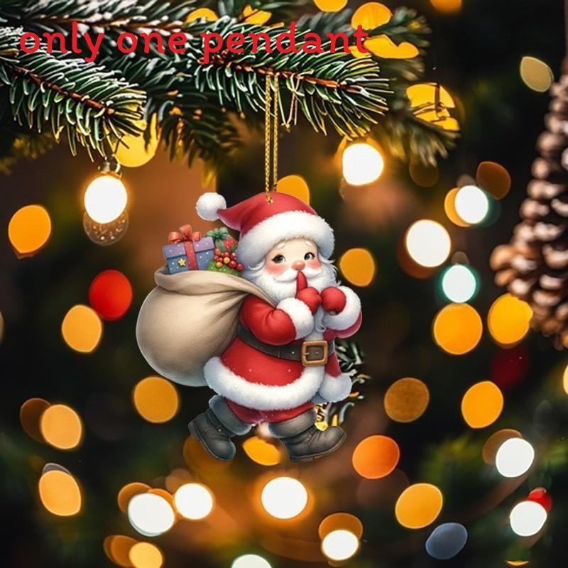 Car Cartoon Acrylic Ornament With Santa Claus Design For Decoration Vehicle
