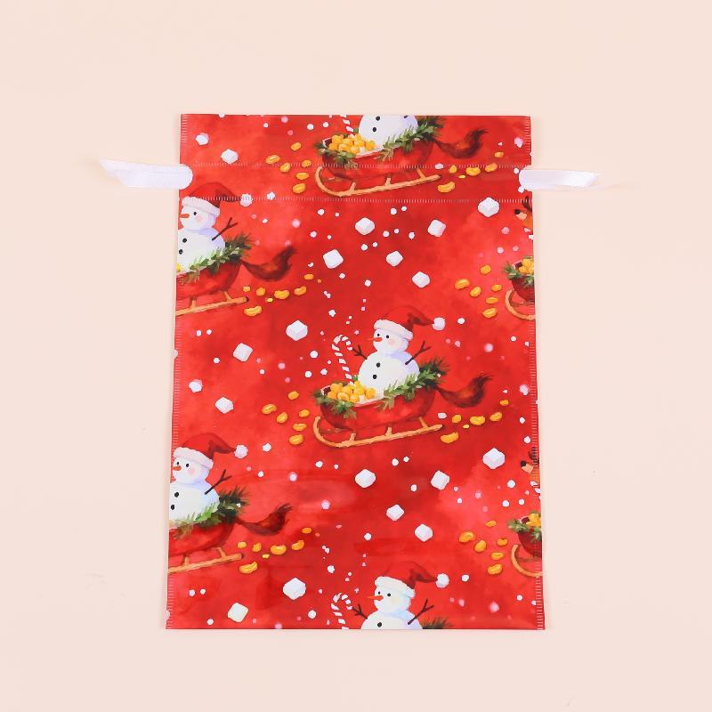 Christmas Drawstring Gift Bags with Assorted Festive Patterns Self Standing for Home Xmas Party Treat Packing