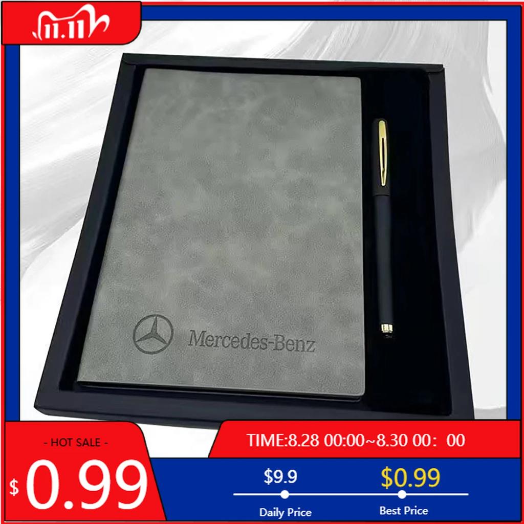 GLC GLB A5 Retro Notebook Soft Leather Cover & Neutral Pen Car Man Business Gifts For Mercedes Benz W176 W177 W204 W205 W212 W2