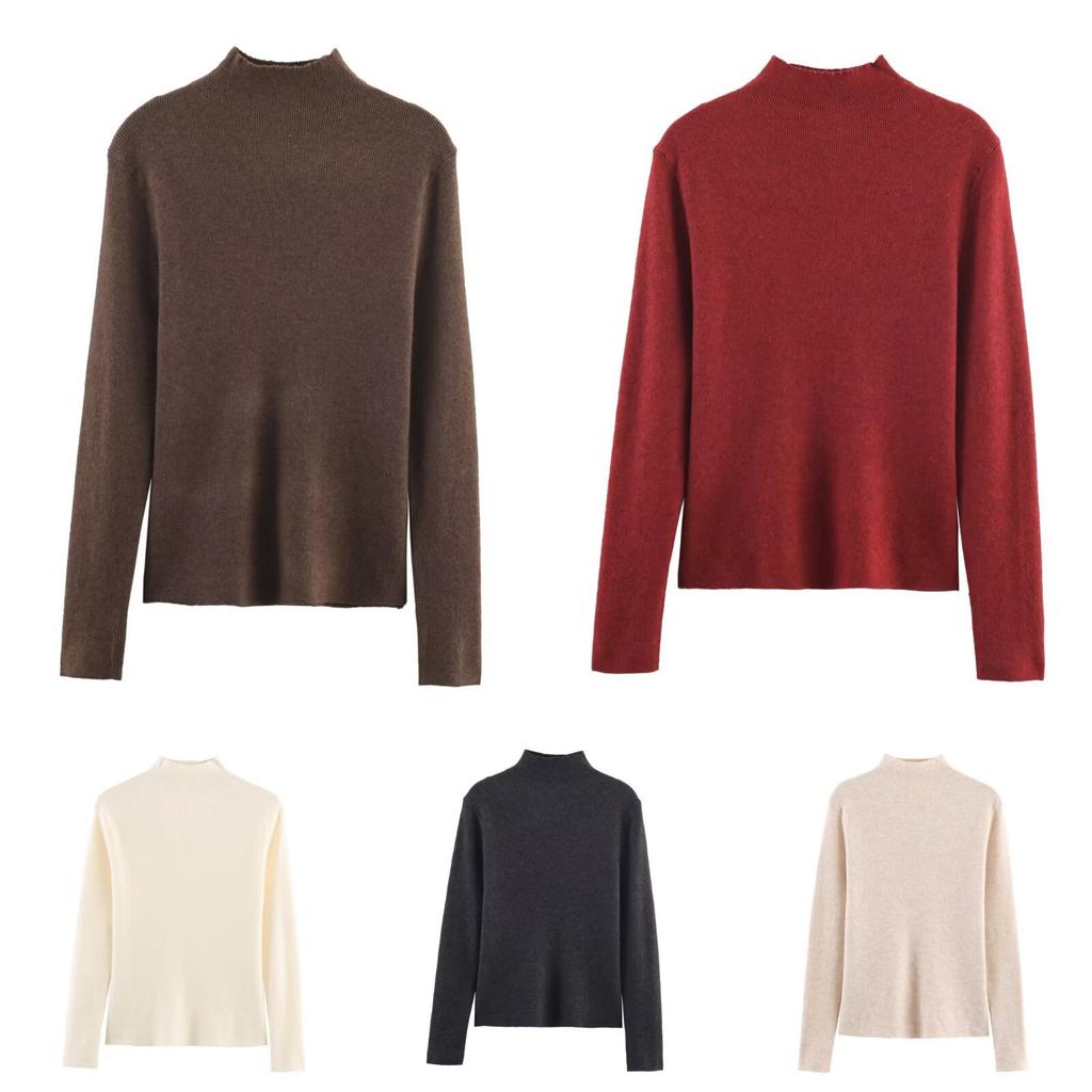European and American style, new women's clothing, foreign style, fashionable, casual, semi-turtleneck knitted jumper