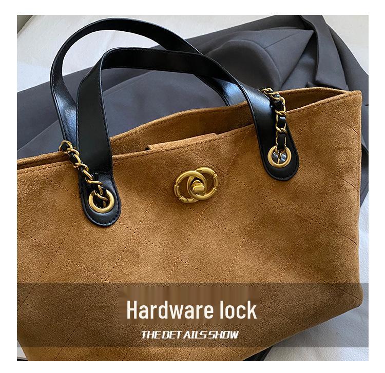 2025 Autumn Women's Large Capacity Retro Chain Tote - High-End Handheld Shoulder Bag