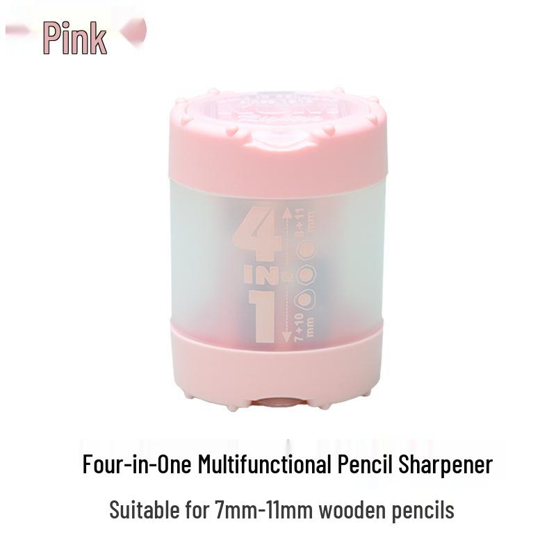 KUM Macaron Multi-Functional Pencil Sharpener, 7/8/10/11mm, Four-in-One Design. розовый