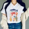 Funny Fish Tshirt for Unisex Women Fashion Summer Tops Fish Print Women Fashion Casual Tops Vneck Cotton Short Sleeve Tee
