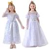 White Queen Costume For Children With Polyester Fabric For Theatrical Performances