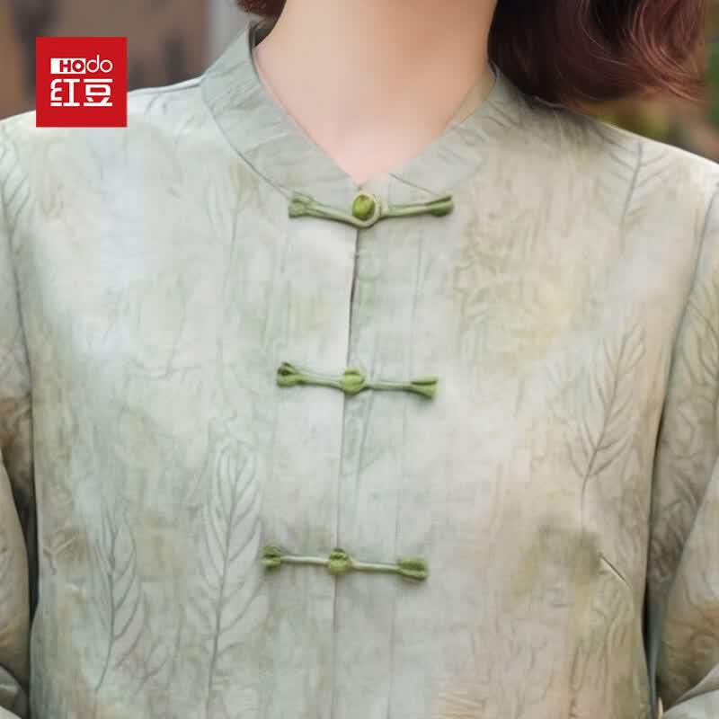 Hodo Women's Chinese Style Floral Mid-Sleeve Top