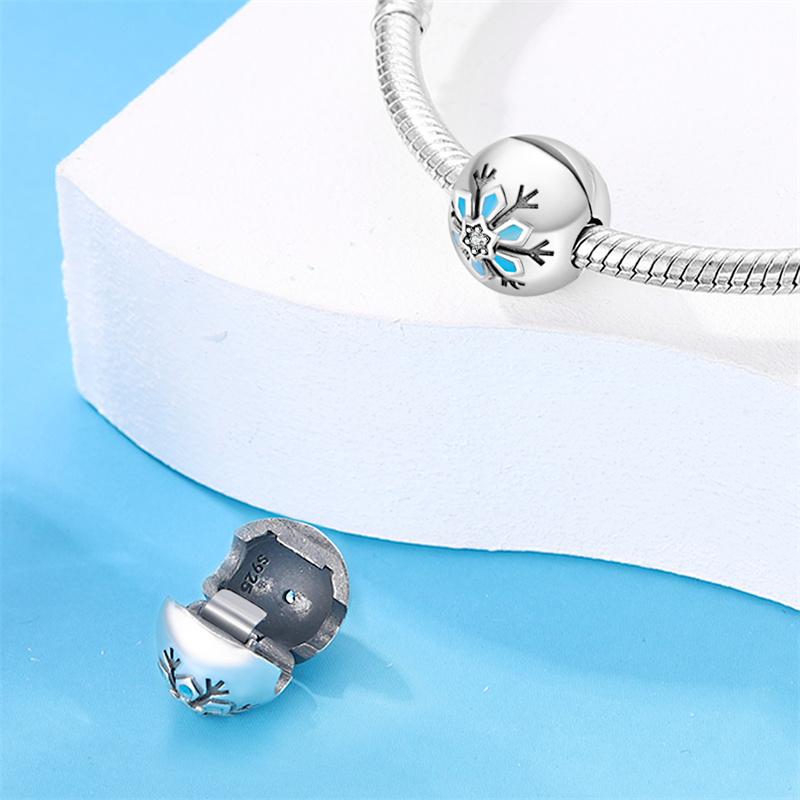 100% Copperdance Of Snowflakes Charms Fit Pan Original Bracelets Winter Love Bead Luminous Pendant Diy Jewelry Making