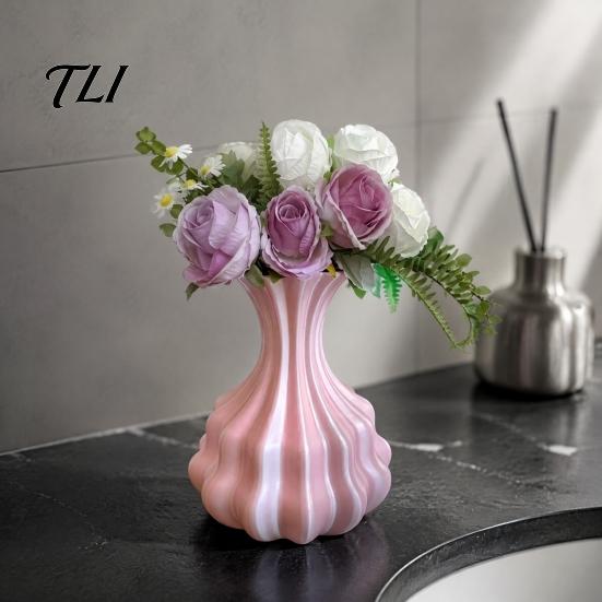 Moderne Tafeldecoraties 3D Geprinte Bloemenvaas, Decoratieve Scandinavische Stijl Bloemenarrangement Verfijnde Woonaccessoires Container, Minimalistisch