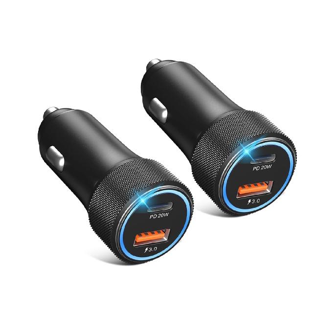 USB C Car Charger 2 Pack, 38W Cigarette Lighter Adapter 12V USB Outlet PD/QC Fast Charging Car Phone Charger Plug for iPhone 16 15 14 13 Pro Max,