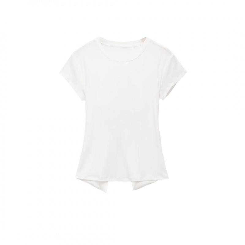 2026 Spring European & American Style Short Sleeve Round Neck Fitted Top S белый