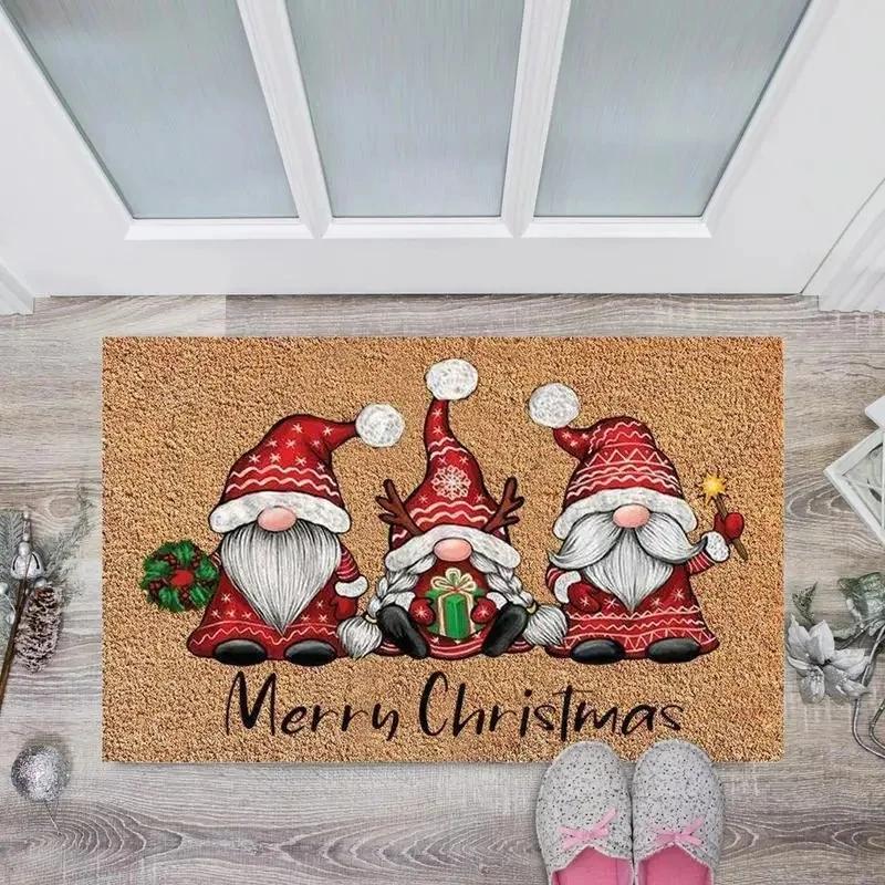 Christmas Rug New Year's  Decoration Anti Slip Entrance Flooring Carpet Floor Deacoration Cartoon Pattern Mat Home Carpet