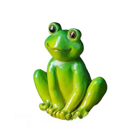 Garden Miniature Frog Statue Indoor Outdoor Sitting Frog Figurine Resin Cartoon Animal Sculpture Flower