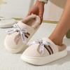 Fashion Bow Casual Women's Slippers Home Plush Luxury Designer Woman Shoes Winter Indoor Fuzzy Fur Slides Flats Elegant Footwear Soft