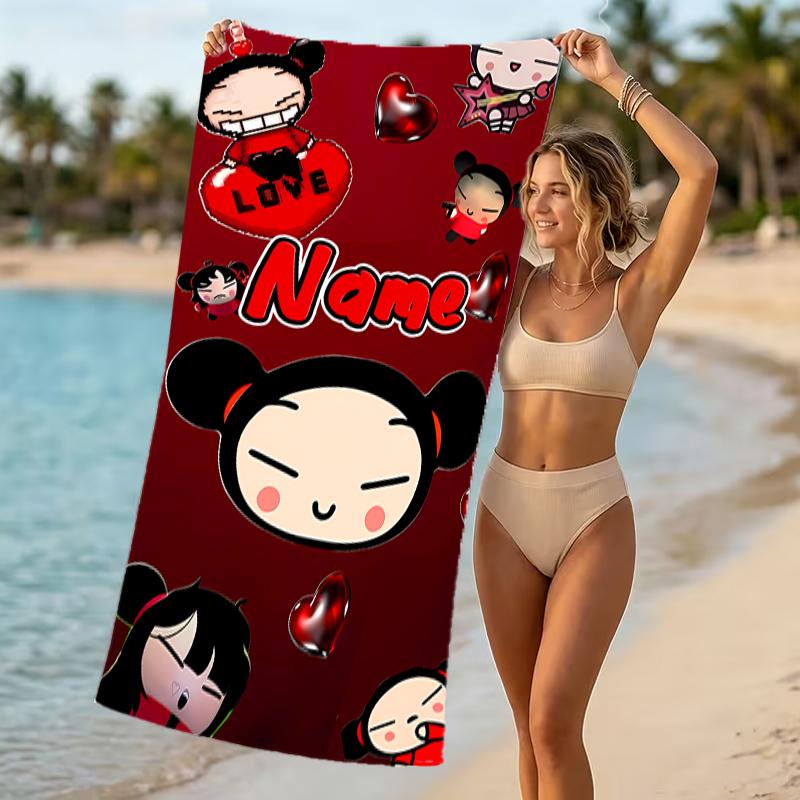 Customizable personalized beach towels Pucca themed designs.Suitable for the beach, yoga, sports;ideal as beach accessories