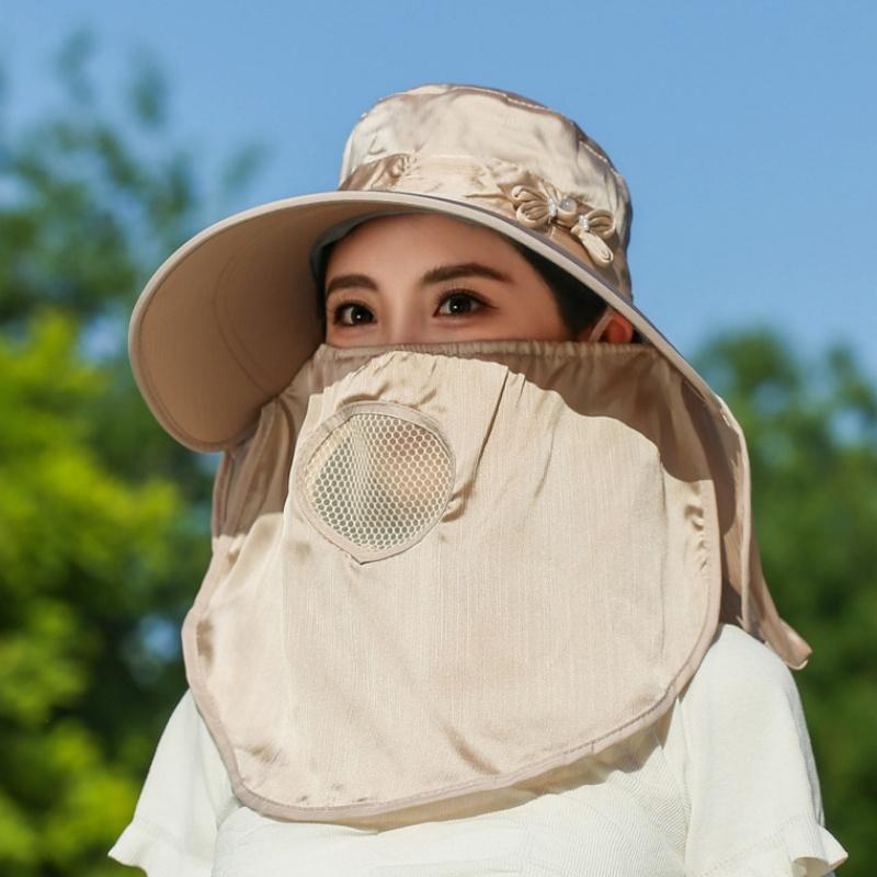 Wide Brim Sunshade Sun Hat Breathable Face Cover Women Picking Tea Hat Summer Outdoor Lightweight Uv Protection Neck Flap Hat