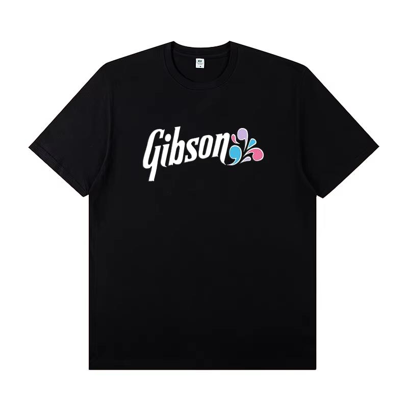 2026 Gibson Les Paul Gibson Electric Guitar Peripheral Short Sleeve Tshirt Rock Band Practice Costume Half Sleeve