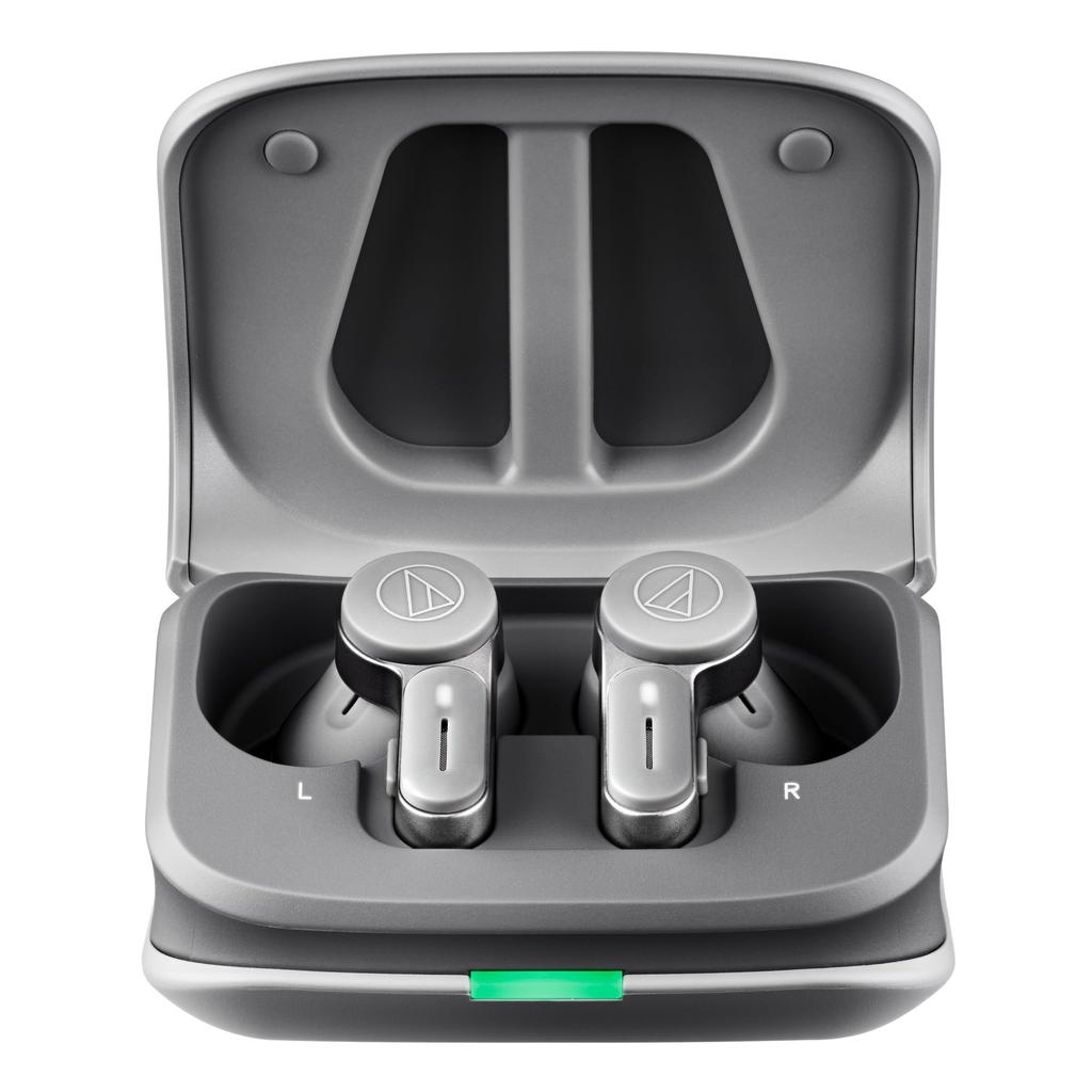 Wireless Noise Up to 20 Hours of Enhanced Call Low Latency LDAC IPX4 Water Fast Qi Wireless Gray Audio-Technica ATH-TWX7 Earbuds, Bluetooth,