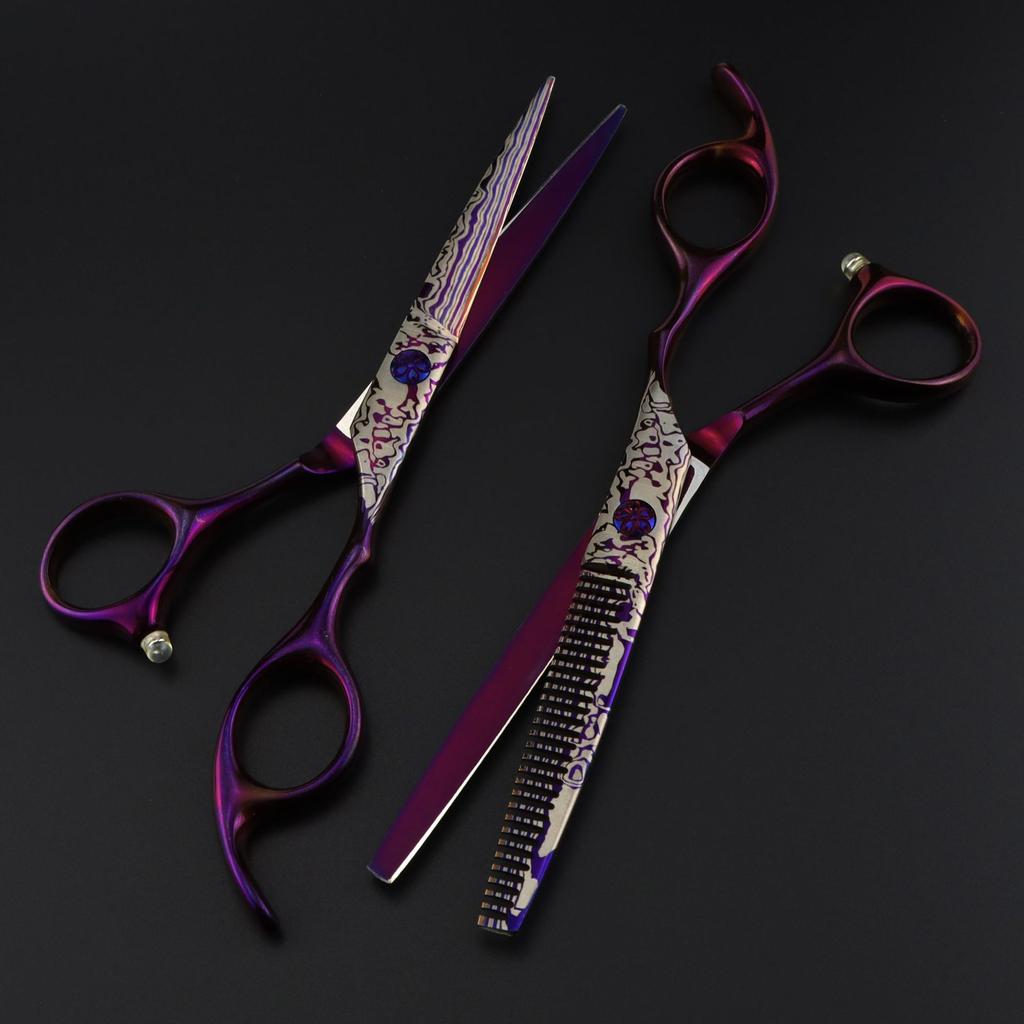 6.0 Inch Purple, Hair Scissors, Hair Scissors, Tooth Scissors, Bangs Scissors, Tooth Scissors, Thin
