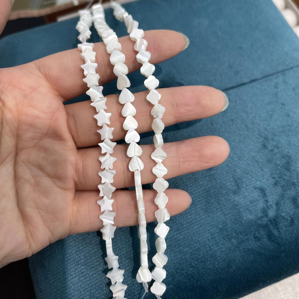 Natural White Mother-of-Pearl Star Bead Strand, 18 Cm, 8x8 Mm Shell Beads for DIY Jewelry Making (Bracelets and Necklaces)