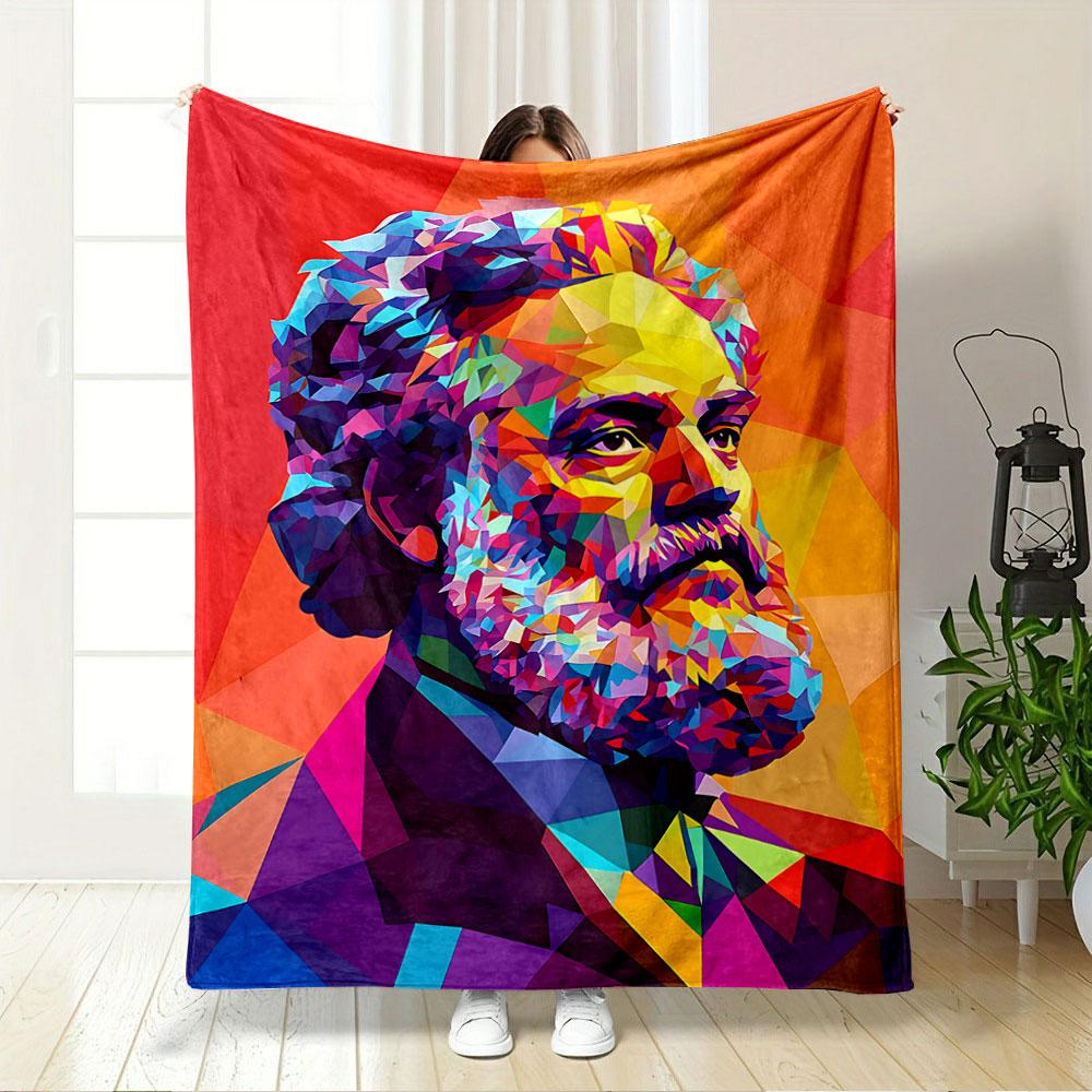 Colorful Geometric Portrait Blanket for All Seasons Blanket Lunch Break Throw Gift