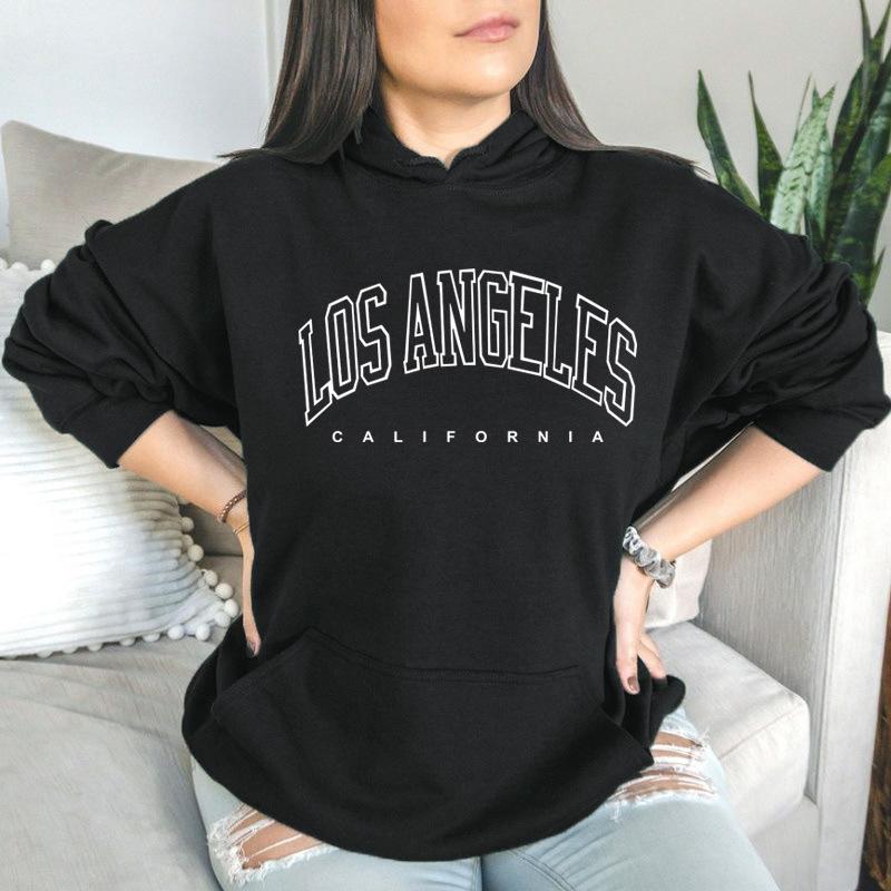 Осенне-зимний свитер с рукавами-плечами Los Angeles с капюшоном и воротником сзади — фото 3