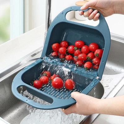 Portable Folding Drain Basket Plastic Vegetable Washing Basin Household Washing Storage Fruit Baskets Strainers Kitchen Tools