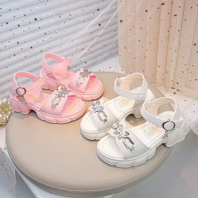 Cool Sandals for Girl Soft-Sole Height-Increasing Casual Sandals for Outdoor Wear Butterfly Graphic Cute Girl Shoes