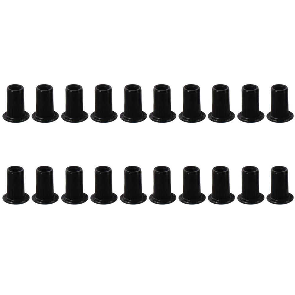 20Pcs Carbon Steel Zinc-Plated Threaded Insert Nut Black Knurled Nuts High Quality Flat Head