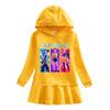 Kpop Demon Hunter Girls' Rainbow Ruffle Hooded Dress – Long Sleeve Princess Style for Spring & Autumn