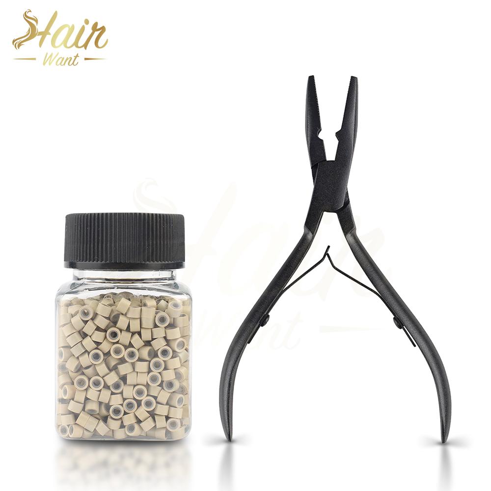 4.0mm Micro Rings Beads Hair Extensions Tools with Professional Pliers for Weft and I-Tip Hair Extensions