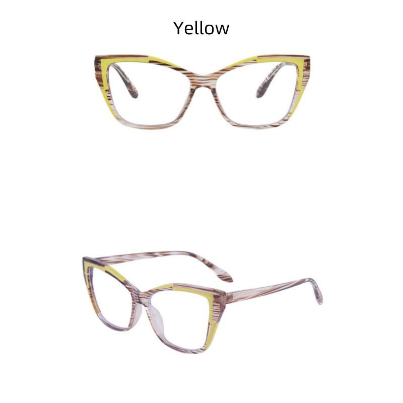 Cat Eye Eyeglasses Frame with Clear Lens Fashion Color Splicing Prescription Eyeglass Frame Women Anti Blue Light Eyewear Frame