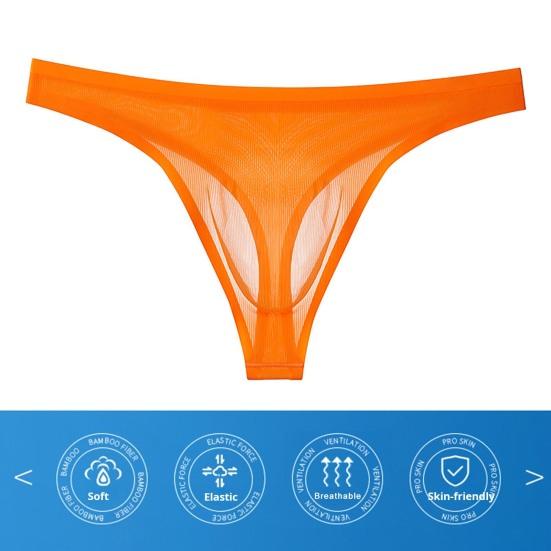 Men Thong Low-rise Solid Color Slim Fit Panties 3D U-Convex Breathable Smooth Lines Comfortable Waistband Briefs