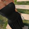 Women Sleeveless Strapless Tube Top Maxi Dress Casual Fitted Elegant Ruched Bodice Flowy Long Dress for Summer Party Vacation