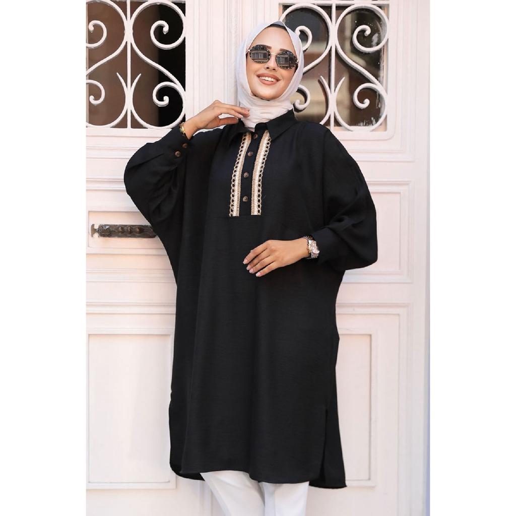 Buttoned Brown Hijab Tunic 663kh
