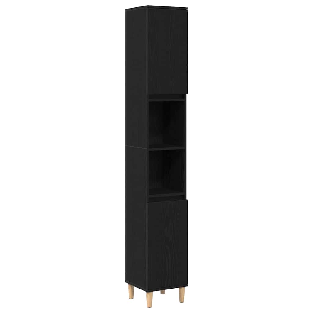 Wall Mounted Bathroom Furniture Set 3 pcs Black Oak Look