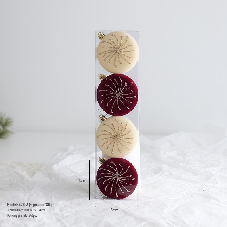 New Dark Wine Red Flocked Christmas Tree Ornament Balls - Irregular Shaped and Painted Pendants