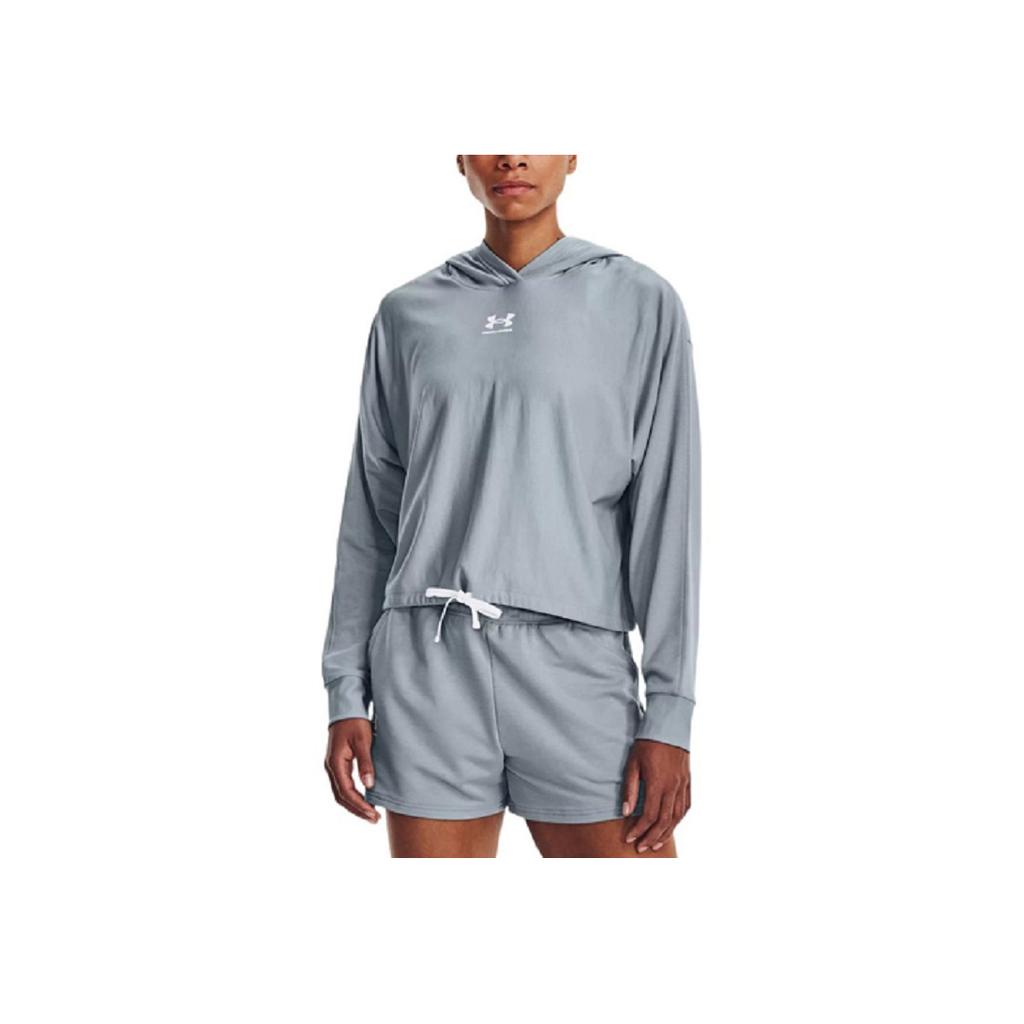 Under Armour Rival Solid Logo Loose Long Sleeve Hoodie Women Hoodie Harbor-Blue 1376992-465
