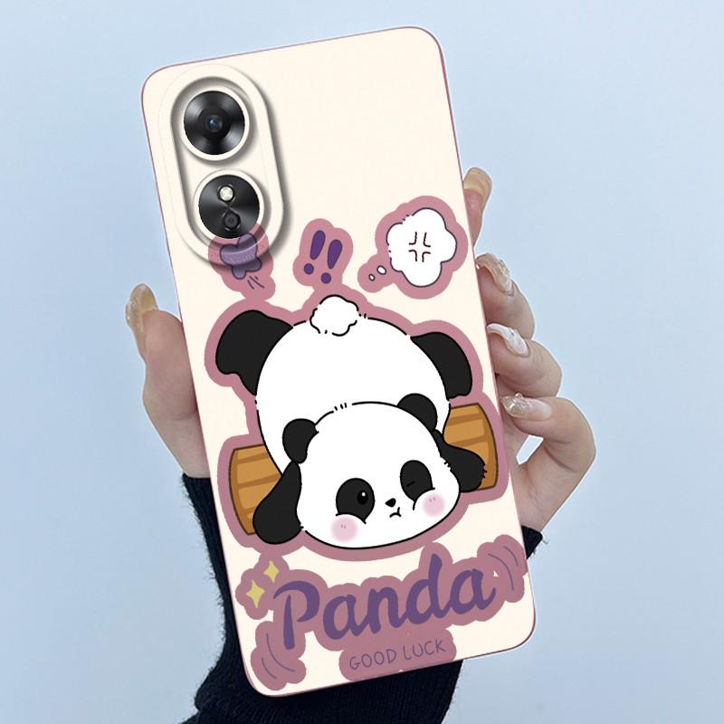 

For OPPO A17 A17K 2022 CPH2477 Case Back Cover Cute Panda Sweet Girls Soft Silicone TPU Phone Case Shockproof Protective Casing OPPO A17K 4G