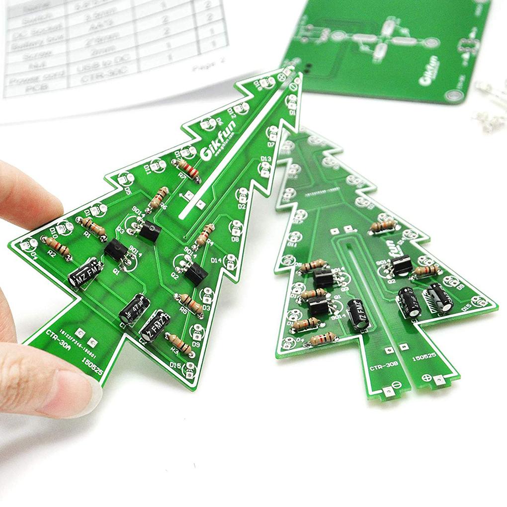 3D Xmas Christmas Tree Led DIY Kits 3Color Flash RGB LED Circuit Electronic Assemble Funny Kits STEM Project PCB Board Flash Kit